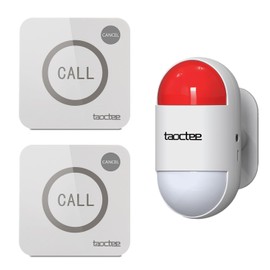 taoctee Panic Button Alarm for House Remote Control Strobe Siren Alarm System Sound & Light Emergency Panic Button for Security,Elderly,Office (Battery Operated&USB Charging)