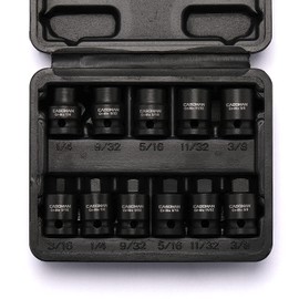 CASOMAN 3/8-inch Drive Pipe Plug Socekt Set, SAE, CR-MO, Tapered Male Square Drive, Chamfered Female Square Drive,11 Pieces Set