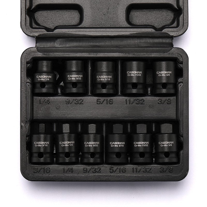 CASOMAN 3/8-inch Drive Pipe Plug Socekt Set, SAE, CR-MO, Tapered