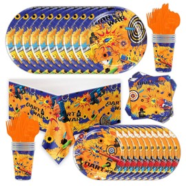 81 Pcs Dart War Birthday Party Supplies Decorations Includes Tablecloth, Plates, Napkins, Cups and Tablewares for Kids Boys Dart War Themed Party Supplies