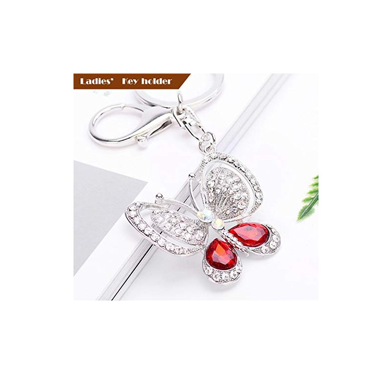 Riggulal Bag Charm Butterfly Key Ring Keychain Carabiner, red