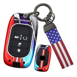 ontto luminous car key fob cover fit for Honda HR-V CR-V Accord Civic Pilot Sport SI EX-L EX Touring 2022 2023 2024 2025 key holder Metal Shell case keyring keychain Accessories 4 buttons boot Red