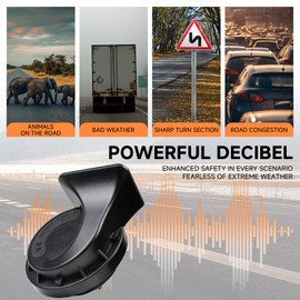 FARBIN Compact Horn 12V Car Horn Loud Hi Tone 510HZ Waterproof Auto Horn Electric Snail Horn Universal for Any 12V Vehicles (Single high pitched snail horn, 12v)