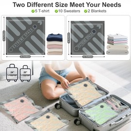 Travel Vacuum Storage Bags with USB-C Electric Pump, 8 Packs Compression Bags for Travel, Space Saver for Clothes and Clothing, Luggage and Suitcase