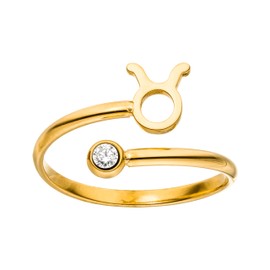 Purelei® Star Sign Ring, Waterproof Women's Ring Made of Durable Stainless Steel, Adjustable Rings from Size 50 to 60, Fashion Jewellery for Your Individual Look, Stainless Steel