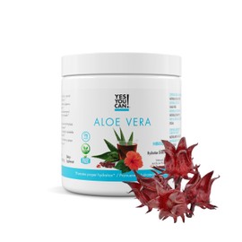 Yes You Can! Organic Aloe Vera Powder Drink Mix - Hydration Booster Infused with Pure Aloe Juice - Delicious Flavors - Made in USA - Antioxidant Rich - Hibiscus Flavor - 40 Servings