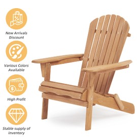 SVRCK Relax in Style with Wooden Outdoor Folding Adirondack Chair Set of 2, Comfortable Design for Patio and Garden, Brown