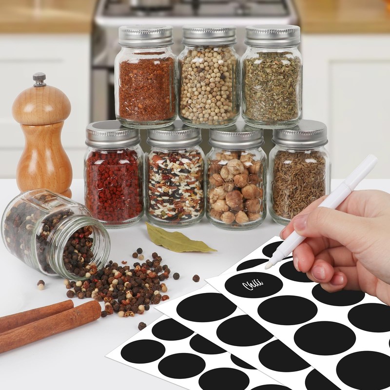 TOEKSIX 4oz Glass Mason Spice Jars 30 Pack, Empty Round