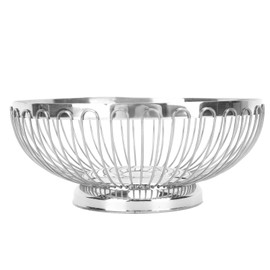 Stainless Steel Fruit Basket, Decorative Metal Fruit Bowl for Living Room, High Gloss Polished (M)