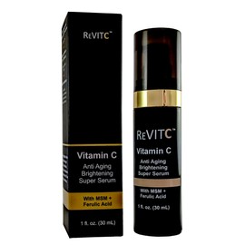ReVitC Vitamin C Anti-Aging Super Serum for Face and Neck with Hyaluronic Acid, MSM, Ferulic Acid