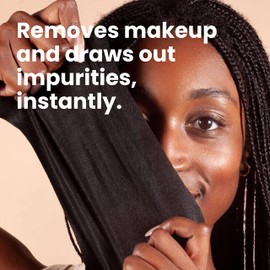 BLAQ Activated Charcoal Face Wipes - Dual Sided Charcoal Facial Cleansing Cloths - Makeup Remover, Exfoliating AHA boosted, Pore Cleansing for Acne Prone Skin - Travel Size Face Wash Cloth - 25 pcs