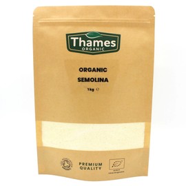 Organic Semolina - No Additives, No Preservatives, Certified Organic, Raw, Vegan, GMO Free - Perfect for Baking and Cooking - High Protein - Thames Organic 1kg