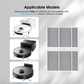 Compatible with D60S, D60S MAX, LiDAR Navigation Smart Vacuuming and Mopping Robot, Replacement Accessories Filters (2 Packs)