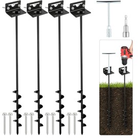 25" Multi-Purpose Shed Anchor Kit, Mobile Home Anchors with Upgraded Wider Spiral Blades, Earth Anchors Swing Set Anchors High Wind Heavy Duty for Shed, Trampoline, Camping Tents, Swing Set