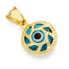14k REAL Yellow Gold Evil Eye Hamsa Round Charm Pendant