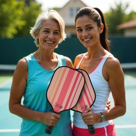 Palms-O-Aces Pickleball Paddles Carbon | USAPA Approved Lightweight Durable Racket with Spin Texture | 16MM T700 Graphite Paddle Cover Included | Paddle for All Level | Maximum Control | Pink Stripes