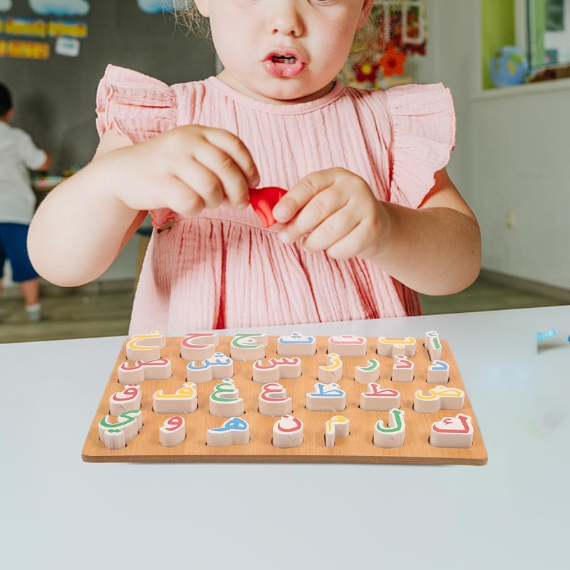 NUOBESTY Wooden Arabic Alphabet Puzzle for Kids Educational Arabic Letters