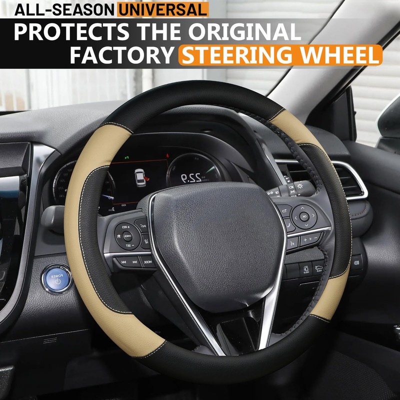 OHHMNKK Custom-Fit Steering Wheel Cover for Toyota Camry Corolla Highlander