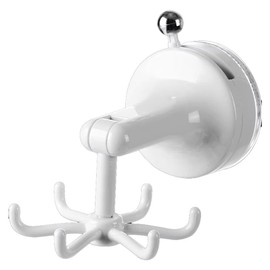 Wisboey Rotating Kitchen Hook - Wall Mount with 6 Claws and Suction Cup for Spatula and Cookware, Plastic Storage Solution, No Drilling Required