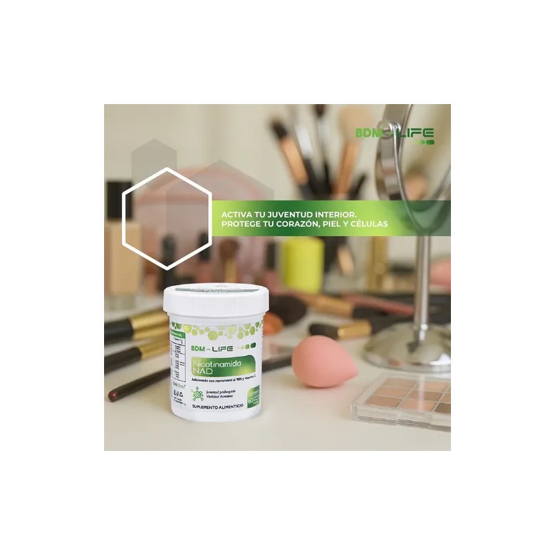 BDM LIFE Nicotinamida NAD Resveratrol 98% Vitamina C 60 Cápsulas