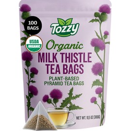 Tozzy Organic Milk Thistle Tea – 100 Count, Plant-Based Pyramid Tea Bags | Supports Liver Health