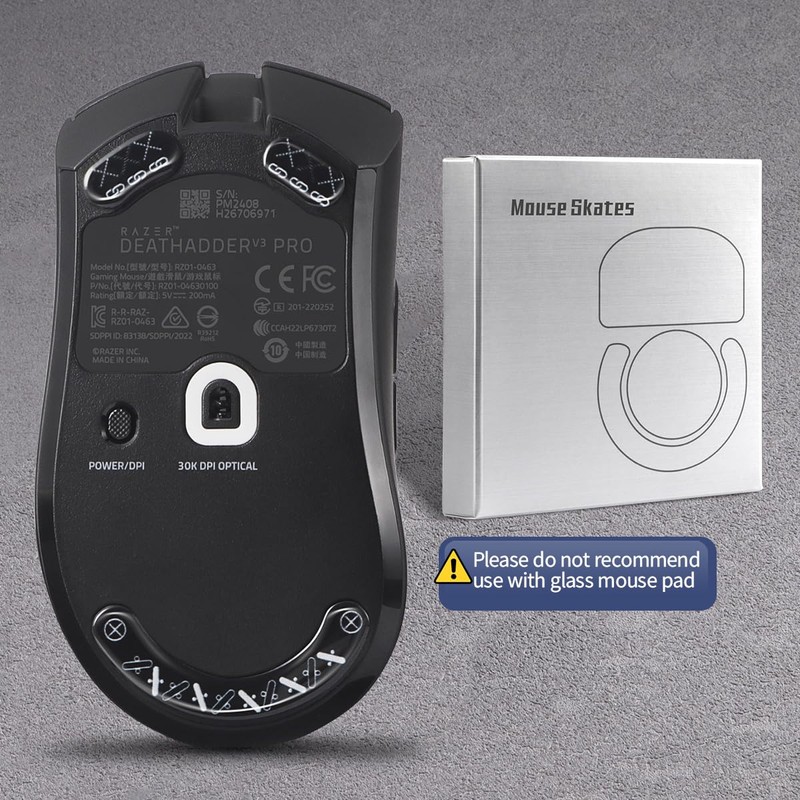 immoenuc Glass Mouse Skates for Razer Deathadder V3 Pro Mouse