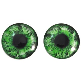 40mm Intense Green Human Glass Eyes Fantasy Cabochons for Art Doll Taxidermy Sculptures or Jewelry Making Set of 2