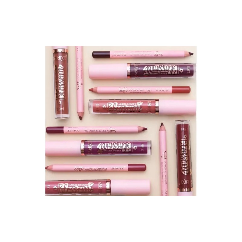 Labiales Líquidos Mate Con Lápiz Delineador Kit 12 Piezas