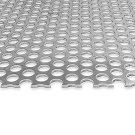 3003 Aluminum Perforated Sheet, Unpolished (Mill) Finish, H14 Temper, Staggered Round 0.25" Holes, 0.063" Thickness, 14 Gauge, 24" Width, 24" Length, 0.375" Stagger, 40% Open Area, OnlineMetals