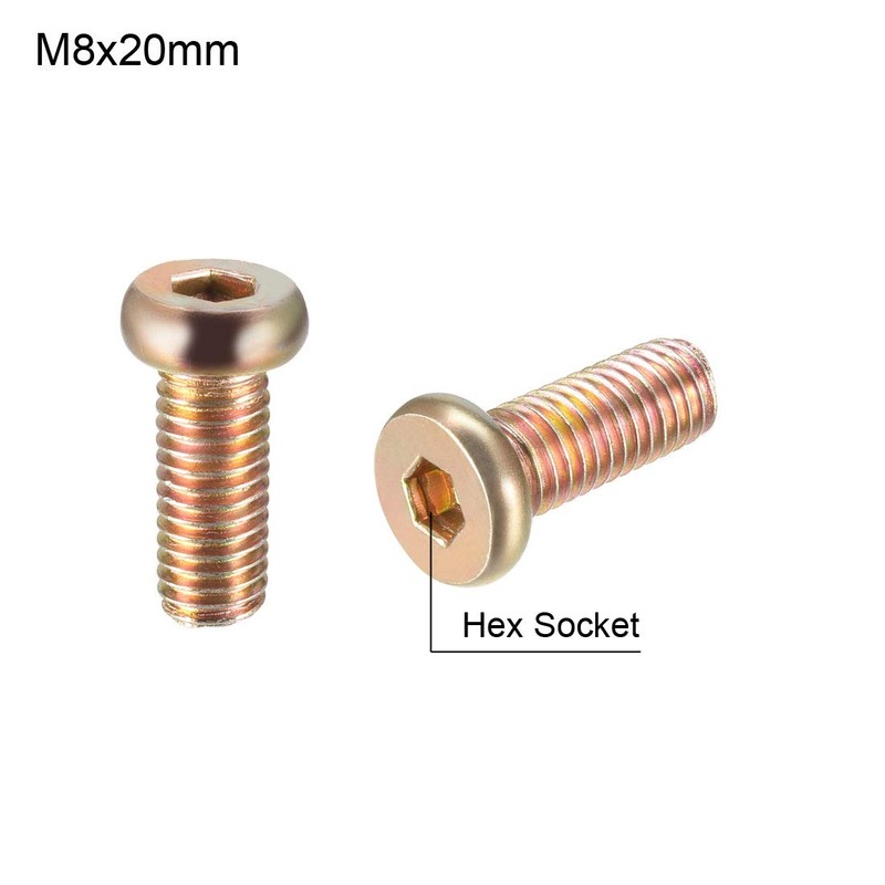 sourcing map M8x20mm Furniture Screw Hex Socket Machine Screws Zinc