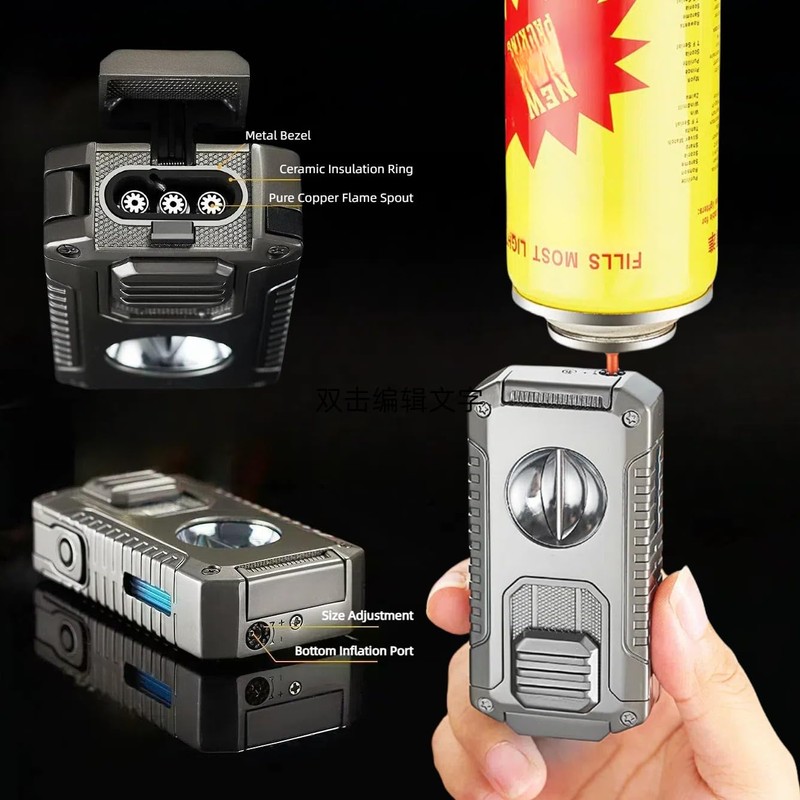 NINSI 5-in-1 Butane Torch Lighter, Windproof Triple Blue Flames, Adjustable