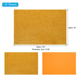 PATIKIL Gold Tone Shiny EVA Glitter Foam Sheet 11 x 8 Inch 2mm Thick Sparkle EVA Glitter Felt for Crafts DIY Project, 20 Pcs