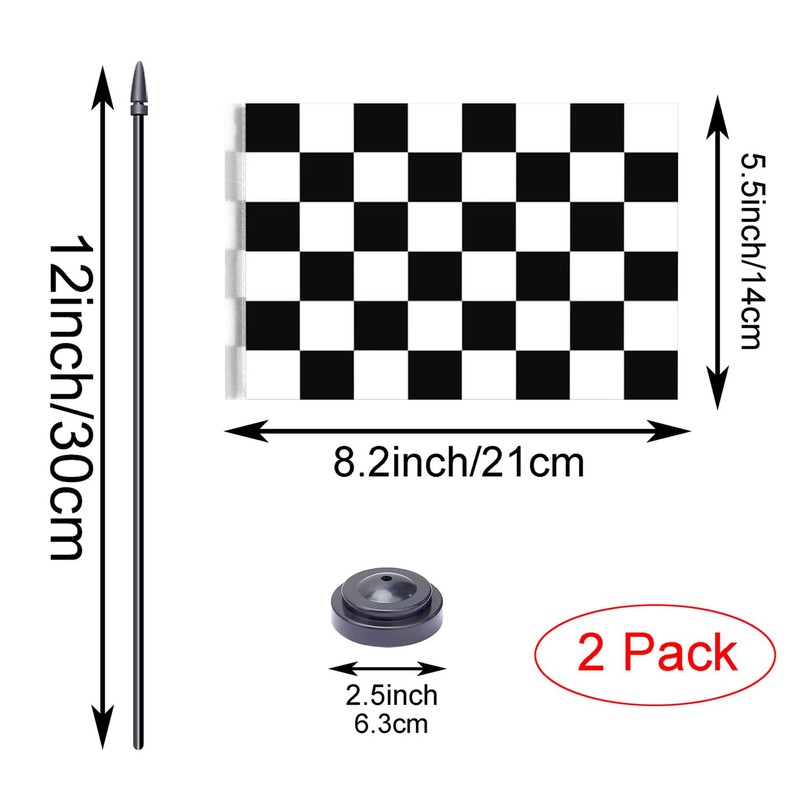 WXTWK 2 Pack Checkered Black and White Racing Flag Race