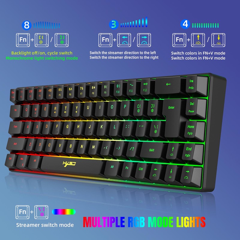 Wired K68 RGB Streamer Mini Gaming Keyboard Membrane Keyboard But