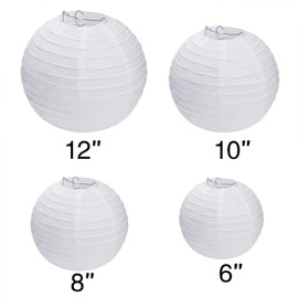LIHAO Paper Lanterns, White Lanterns, Paper Lanterns, Pack of 10, Multiple Sizes, Bon Festivals, New Bon Festivals, First Bon Festivals, Events, Decoration, Round, Solid, White