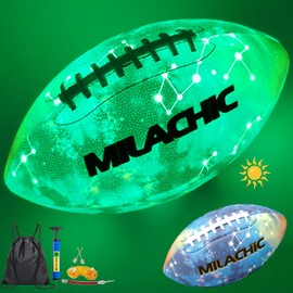 MILACHIC Football, Glow in The Dark Football (Size 9) - Luminous Glowing Leather Football with Pump for Football Lovers