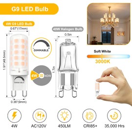 AIMEOKO G9 LED Bulb T4 Bi-pin Base 4W 120V Dimmable for 40W Halogen Replace