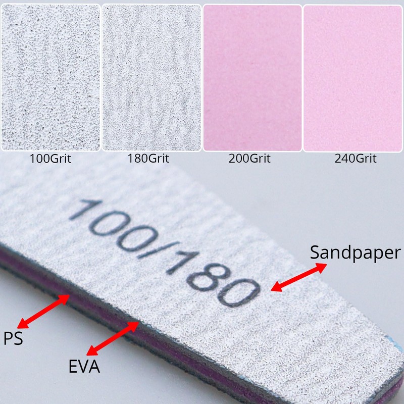 Nail Files, Professional Nail Files 100/180 200/240 Grit Nails File