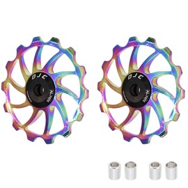 DJC Bike Ceramic Bearing Pulley Wheel 2pcs Guide Roller 11T 12T 13T 14T 15T 16T MTB Road Bike Rear Derailleur for Shimano for Sram Pulley oilslick (oilslick, 2pcs 14T)…