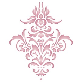 Flower Damask Stencil, 8.5 x 10.5 inch -Vintage Floral Damask Flowers Pattern