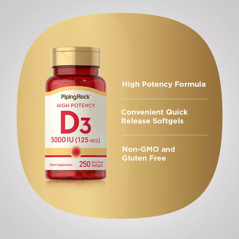 Piping Rock Vitamin D3 5000iu Softgels | 250 Count |