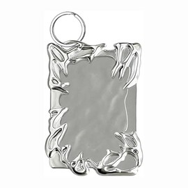 Electroplating Plastics Irregular Frame Photocard Holder Keychain, Irregular Silver Electroplate Frame ID Card Holder, Creative Idol Photo Card Holder Frame, Y2K ID Card Holder Badge Holder