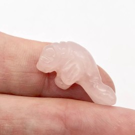 PremiumBead Grace 2 Carved Icy Rose Quartz Manatee Animal Beads | 21x11x9mm | Pink