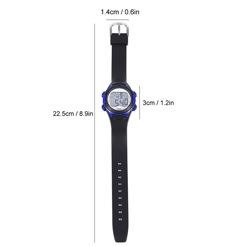 Electronic Watch Children Sports 3ATM Waterproof PU Strap Wrist WatchBlack