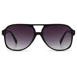 RUNHUIS Vintage Men's Polarised Sunglasses Women's Retro Oval 70s Oversized Classic Oversized Square Sunglasses UV400 Protection, Black/purple-grey