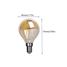 YDJoo G45 LED Globe Filament Bulb E14 LED Bulb 2W Dimmable Edison Filament Light Bulbs 20 Watt Equivalent Warm White 2700K E14 European Base Amber Glass Round Decorative Vintage Light Bulb, 6 Pack