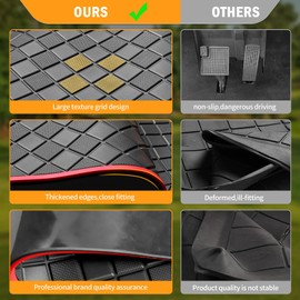 Golf Cart Floor Mat for Yamaha Drive2,Customize Non-Slip Full Coverage Liner Replacement Fits to Yamaha Drive 2(2017-2023) & UMAX Rally 4x4 Models, Durable Natural Rubber Mats for Easy Clean Red Trim