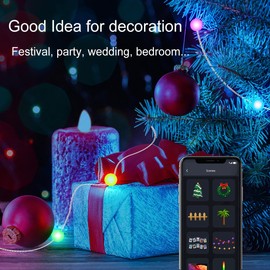 Smart Pearl String Lights, 49.2 FT 150 RGB LED Pearl String Lights, Color Changing Fairy Lights with Remote and APP Control, Music Sync Twinkle Smart LED Lighting Decor for Bedroom, Wedding, Party
