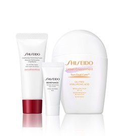 Shiseido Daily Sun Protection Set - Includes Urban Environment Oil-Free Sunscreen SPF 42 (50 mL), Clarifying Cleansing Foam (15 mL) & Benefiance Wrinkle Smoothing Eye Cream (5 mL) - $76 Value