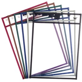 Mr. Pen- Dry Erase Pocket Sleeves, 6 Pack, 10"x14", Sleek Dark Color Theme, Dry Erase Pockets Reusable Sleeves, Job Ticket Holders with Marker Holder & Metal Eyelet